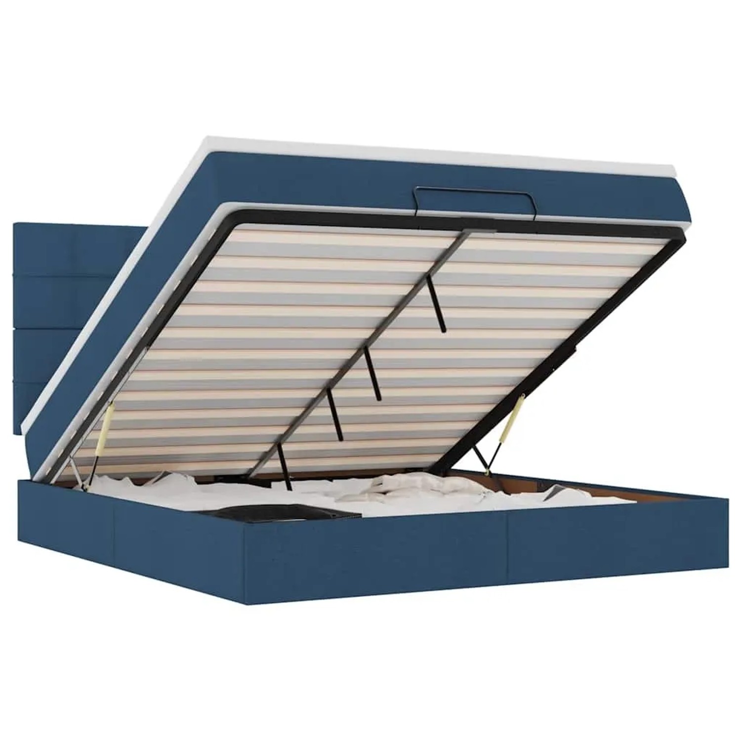 vidaXL Ottoman-Bett mit Matratze Blau 160x200 cm Stoff 3313174