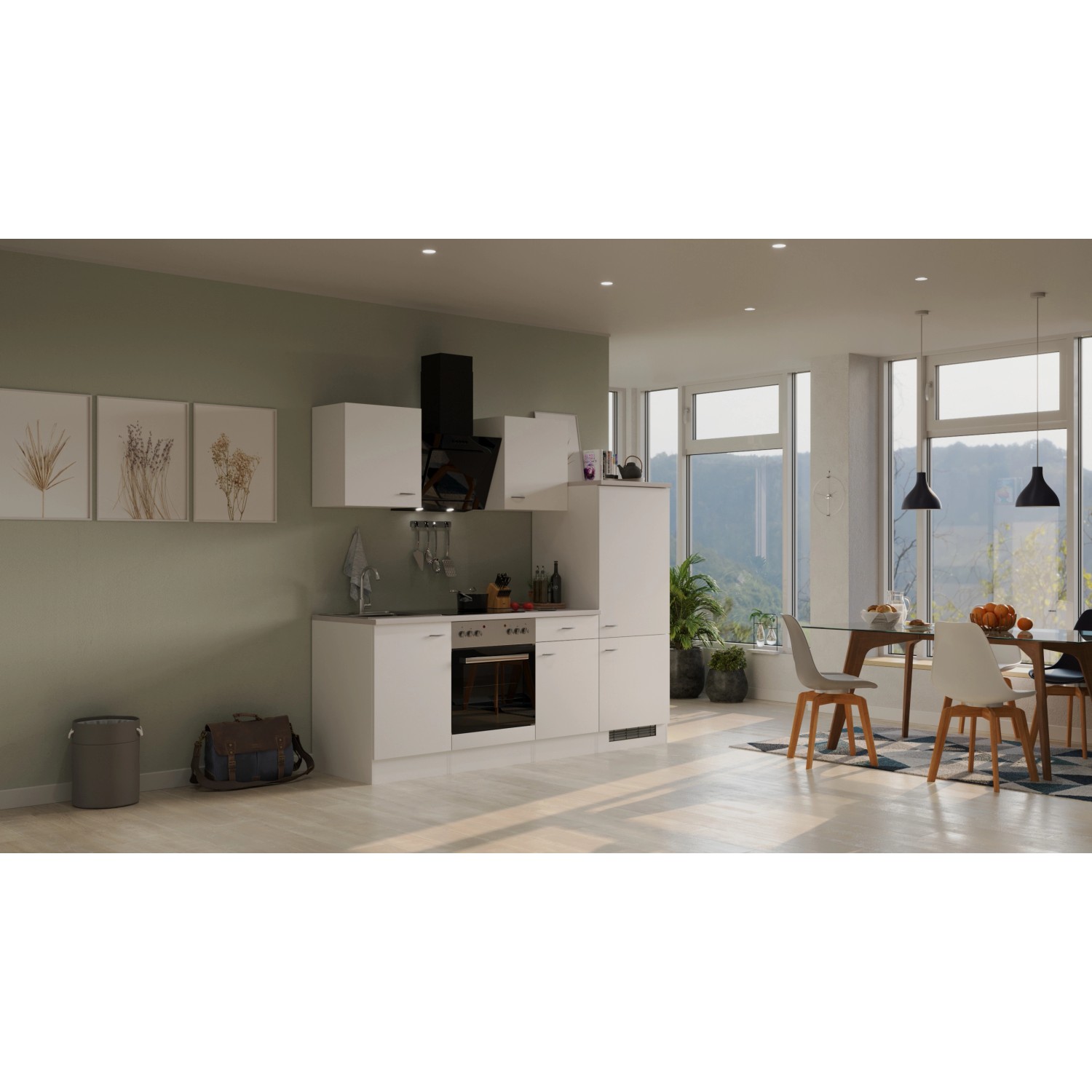 Flex-Well Classic Küchenzeile/Küchenblock Wito 220 cm Weiß