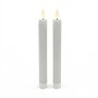 Relaxdays LED Stabkerzen 2er Set Echtwachs Hellgrau Flackernd mit Timer 25 cm x 2 cm