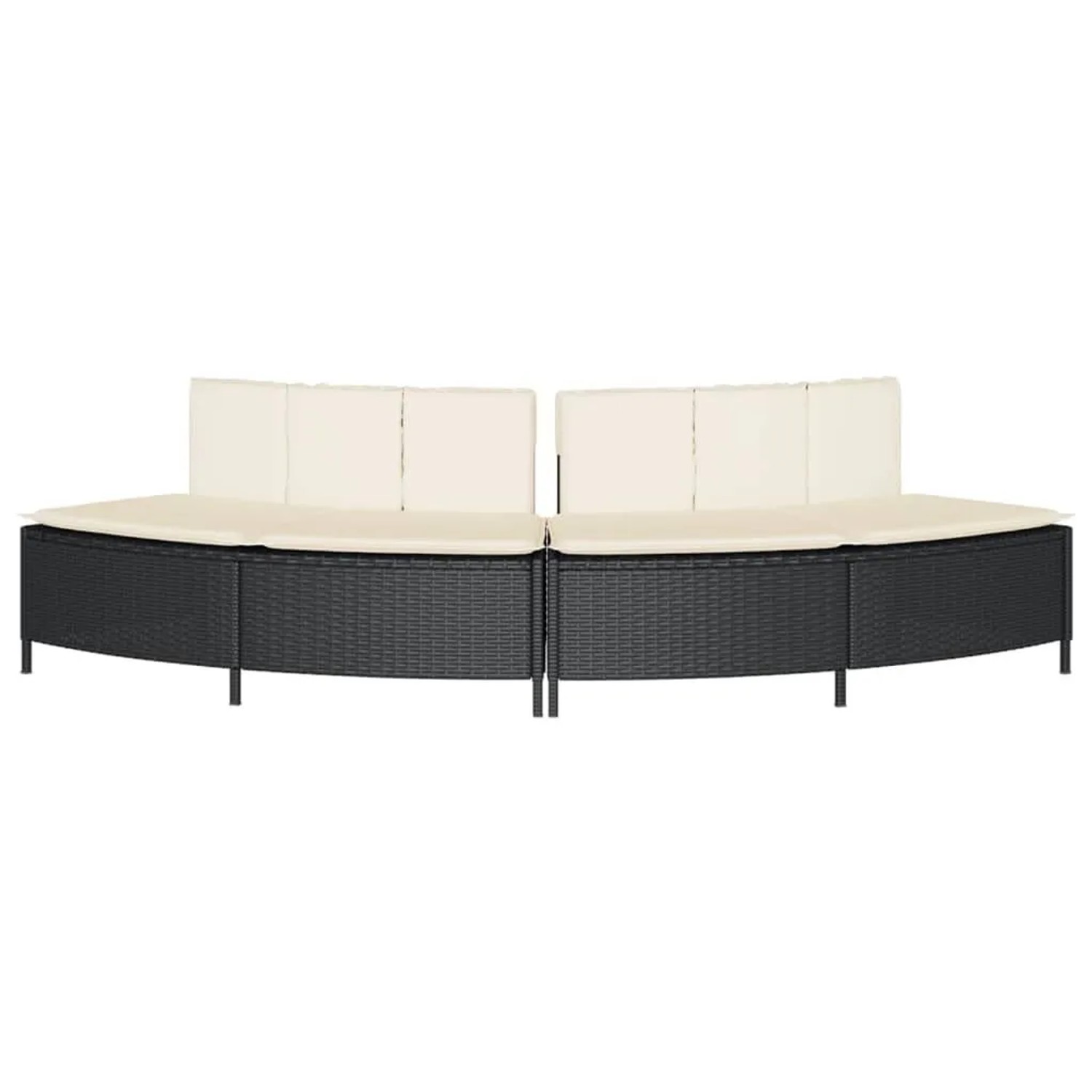 vidaXL Whirlpool-Bänke, 2 Stk., schwarz, Poly Rattan mit Auflagen. Whirlpool Zubehör für entspannte Stunden.