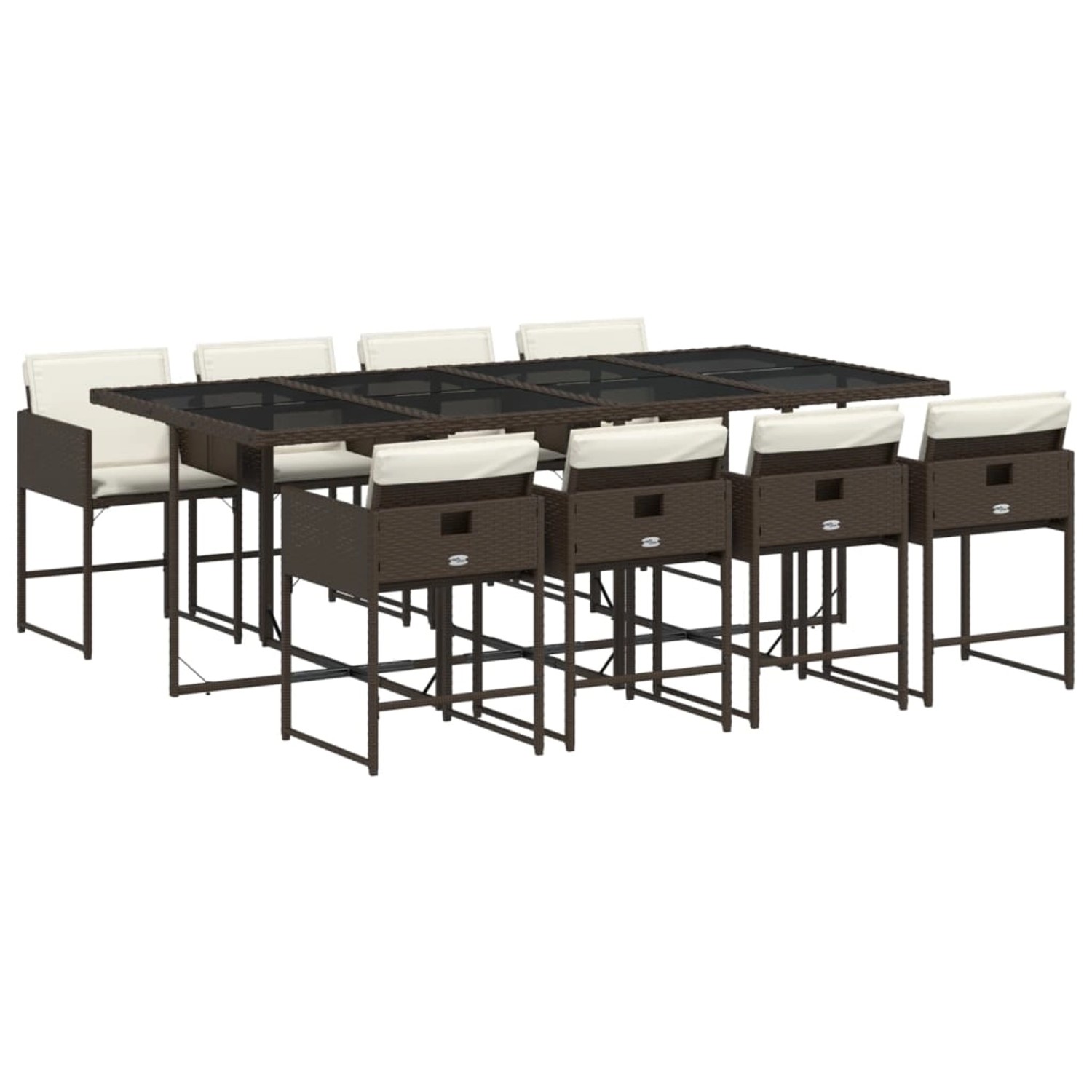 vidaXL 9-Tlg Garten-Essgruppe mit Kissen Braun Poly Rattan 3211281 günstig online kaufen