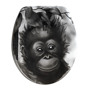 Wenko WC-Sitz Affe: Duroplast WC-Deckel mit Affen-Motiv in Schwarz-Weiß.