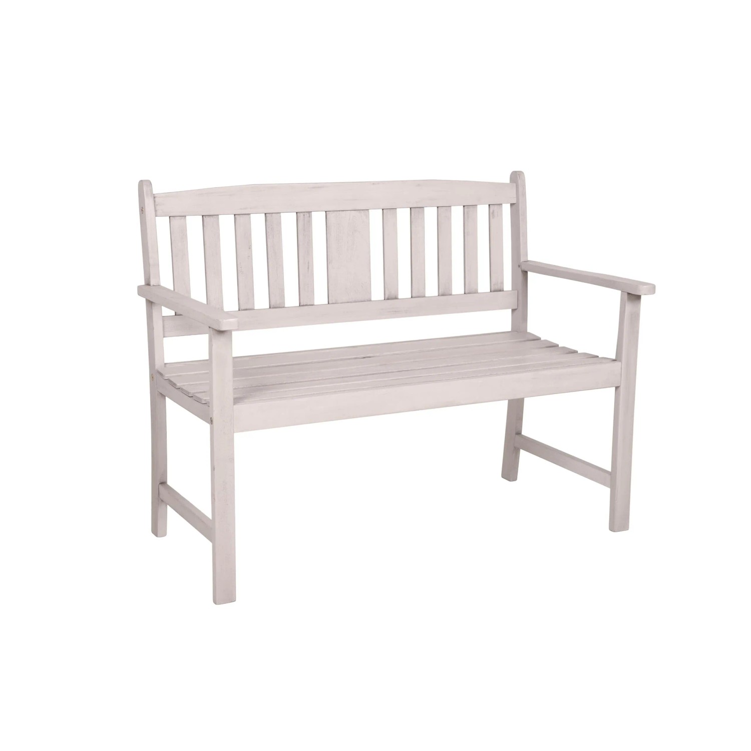 DELUKE Gartenbank AMANDA 2-Sitzer 110cm Breit Eukalyptus Grau Terrassenbank Wetterfest Sitzbank Outdoor Bank