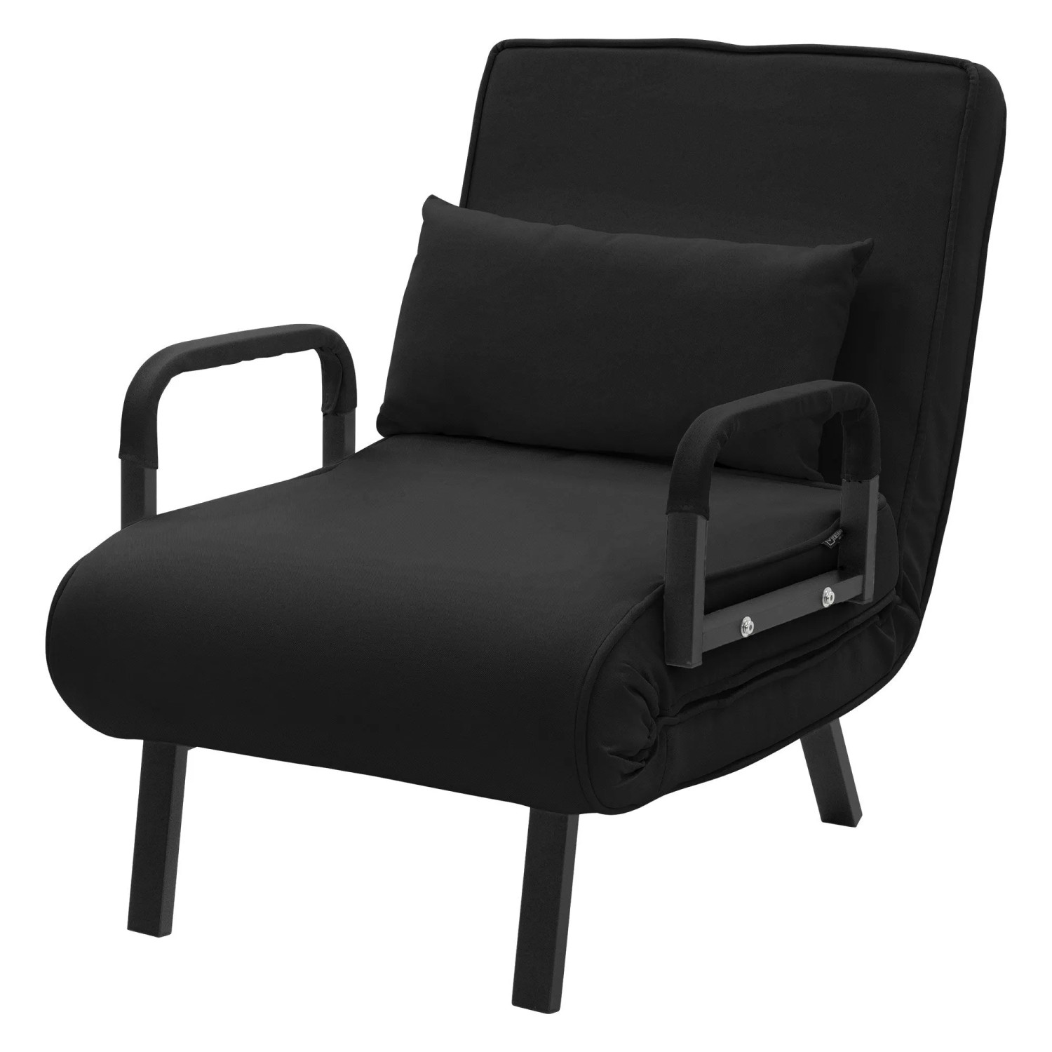 ML-Design Schlafsessel mit Bettfunktion Schwarz 3in1 Bettsessel Klappbar 186x60 cm mit Stahlrahmen & Chenille