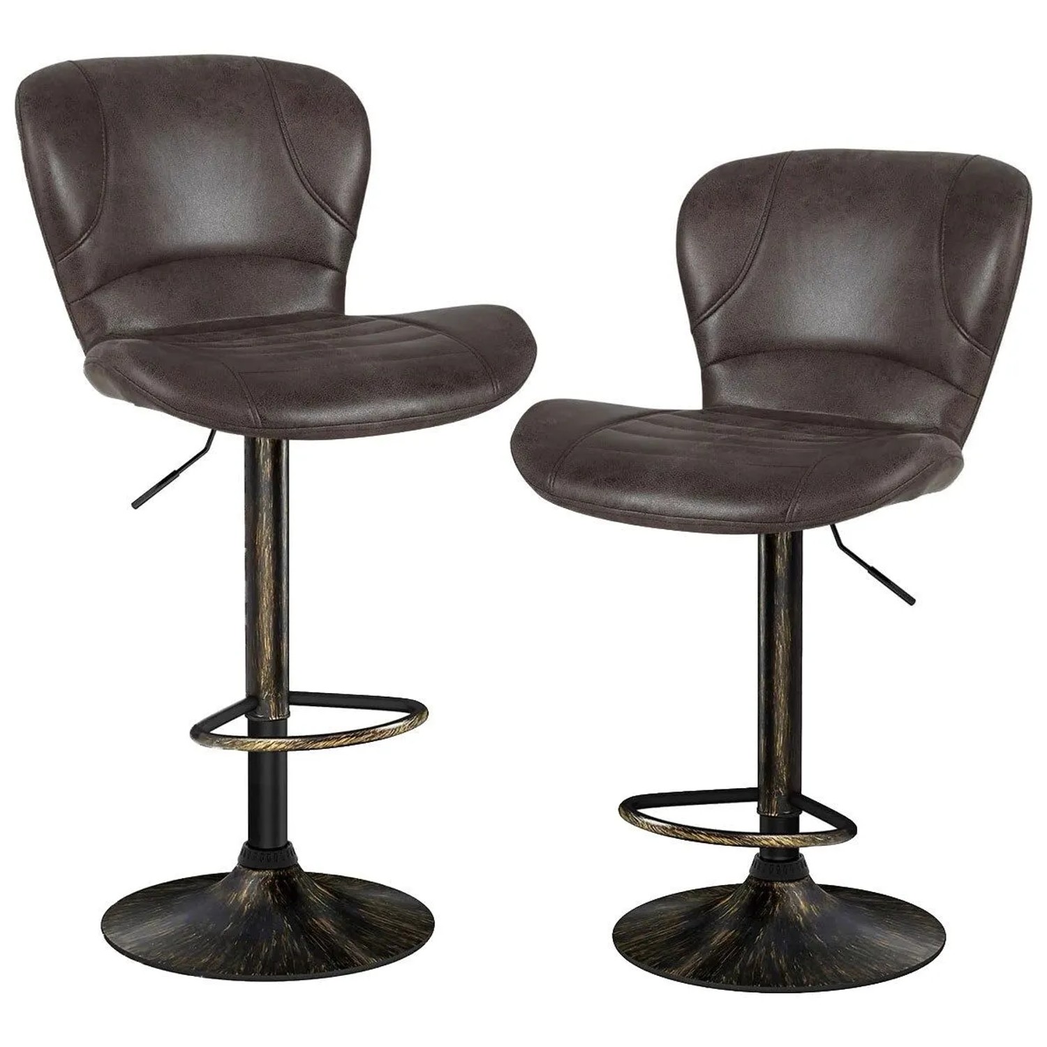 Costway 2er Set Barhocker mit Rückenlehne & Fußstütze Aus PU Braun günstig online kaufen