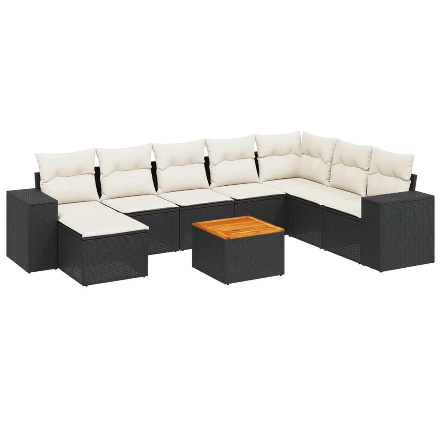 vidaXL 9-Tlg Garten-Sofagarnitur mit Kissen Schwarz Poly Rattan 3257911 günstig online kaufen