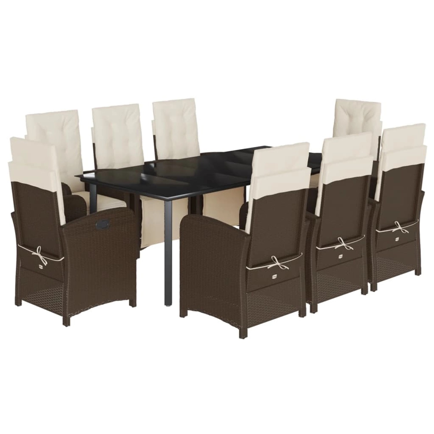 vidaXL 9-Tlg Garten-Essgruppe mit Kissen Braun Poly Rattan 3212555 günstig online kaufen
