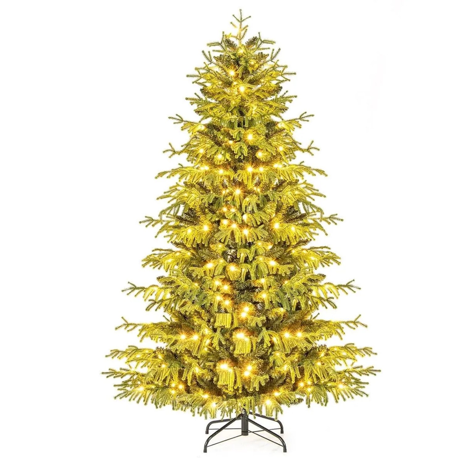 Costway Künstlicher Weihnachtsbaum mit LED-Lichtern 180cm