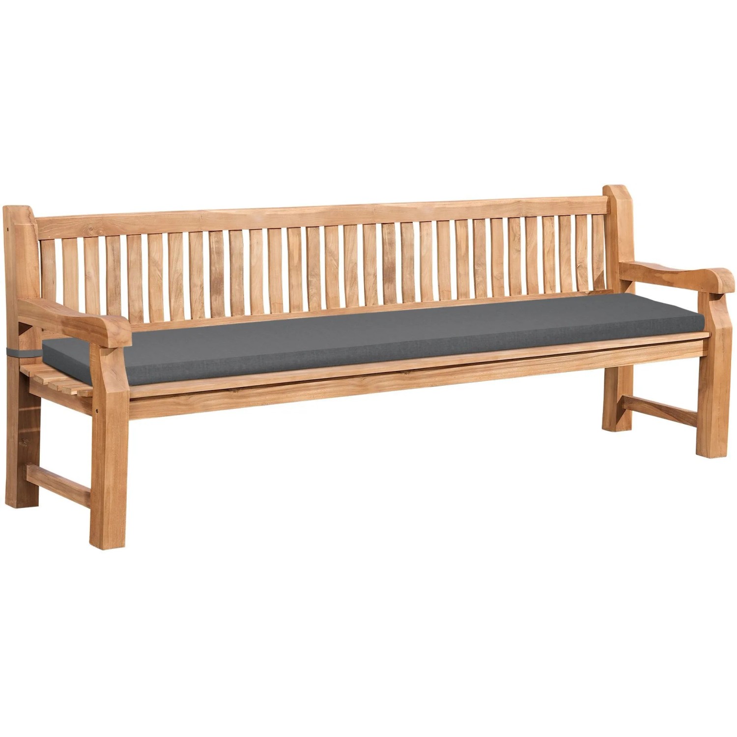 DELUKE Gartenbank Teakbank DABEL Holz Dunkelgrau 240x61x93cm Holzbank 240cm Mit Sitzkissen Bank Mit Lehne Wetterfest Ban...