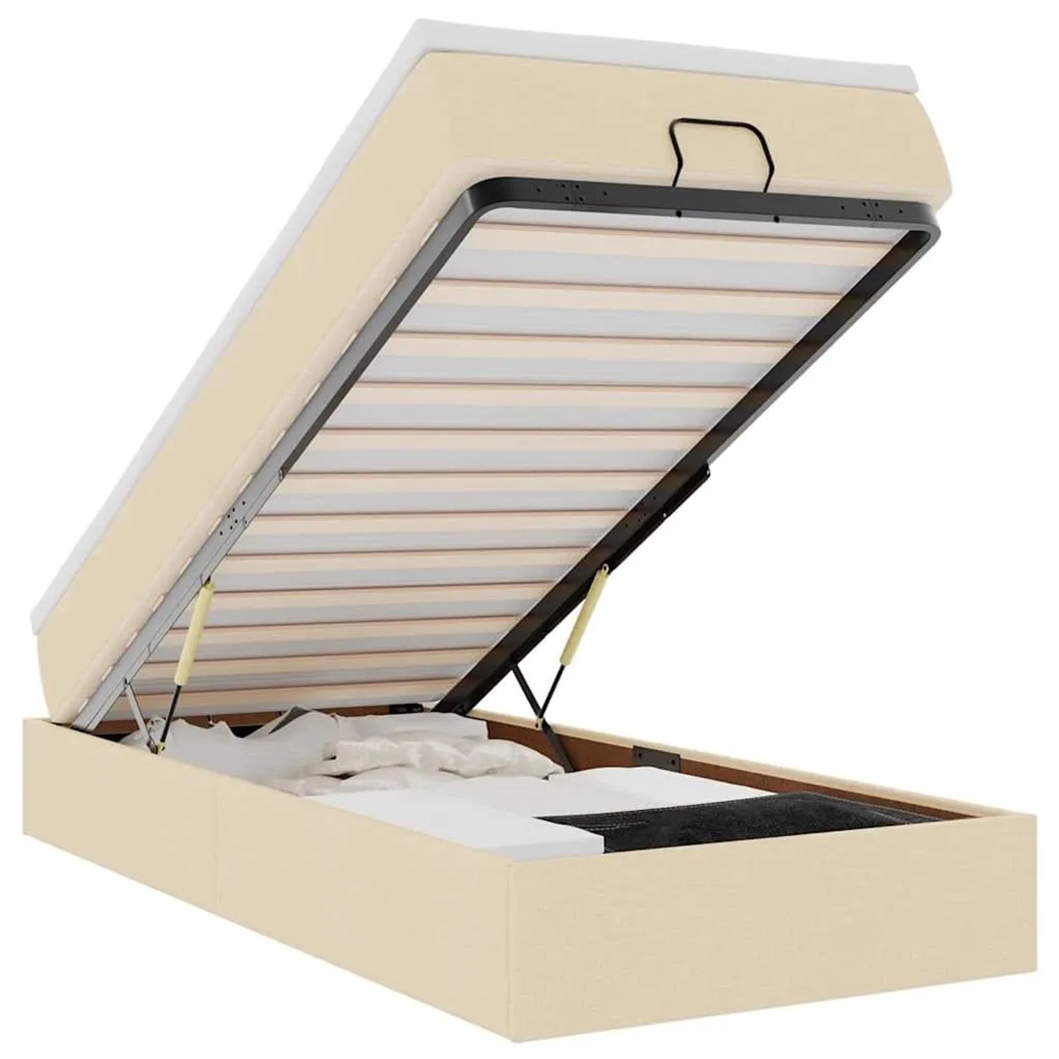 vidaXL Ottoman-Bett mit Matratze Creme 90x200 cm Stoff 3311083