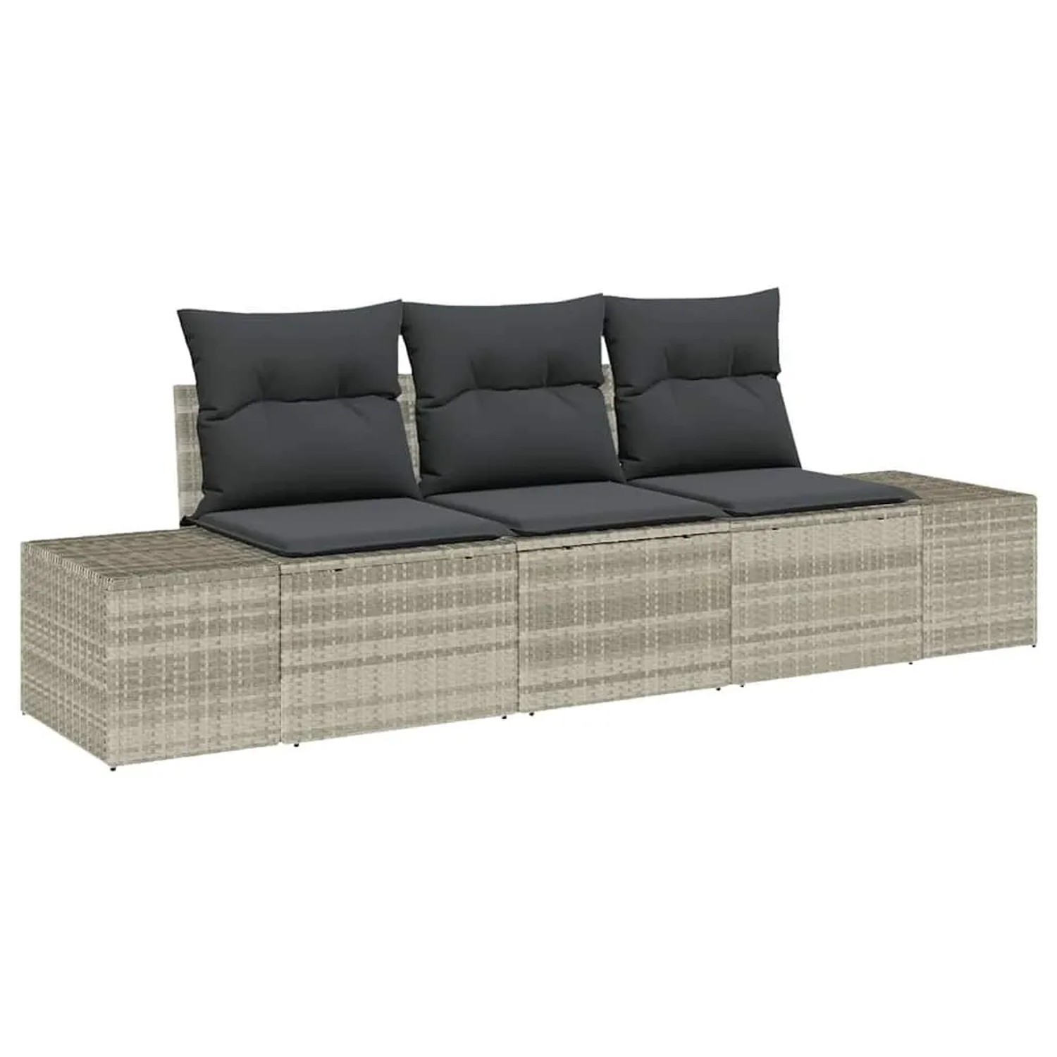 vidaXL Gartensofa-set mit Speicher 3-Tlg Hellgrau Poly-Rattan 3355591 günstig online kaufen