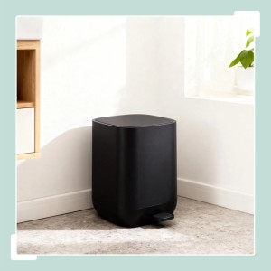 Relaxdays Mülleimer Kunststoff Schwarz Softclose 9 l 27 cm x 21 cm x 26 cm 0,9 kg