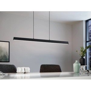 Smarte Eglo LED-Pendelleuchte Simolaris-Z, 112cm, schwarz-weiß, mit RGB/CCT Funktion für stimmungsvolles Licht.