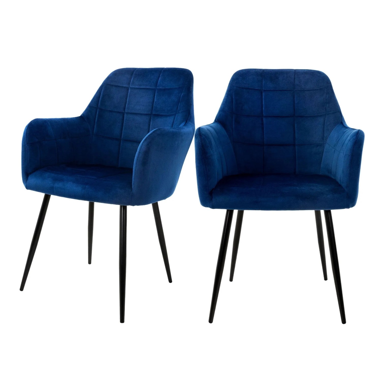 ML-Design 2er Set Esszimmerstühle Küchenstühle Dunkelblau aus Samt