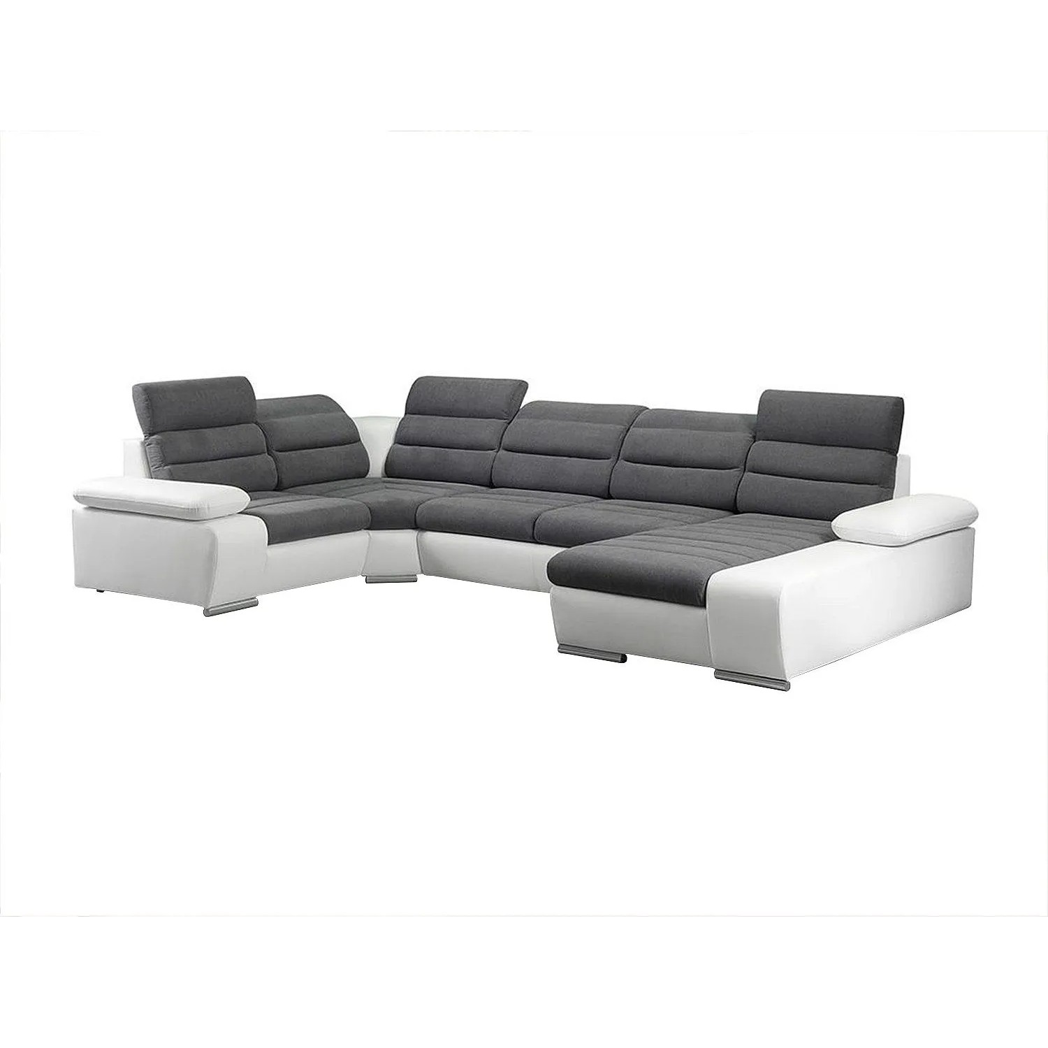 Vente-unique Schlafsofa Boileau Grau  Weiß 362 cm