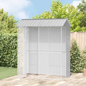 vidaXL Vogelkäfig Grau 215 x 110 x 247 cm Verzinkter Stahl 3325173