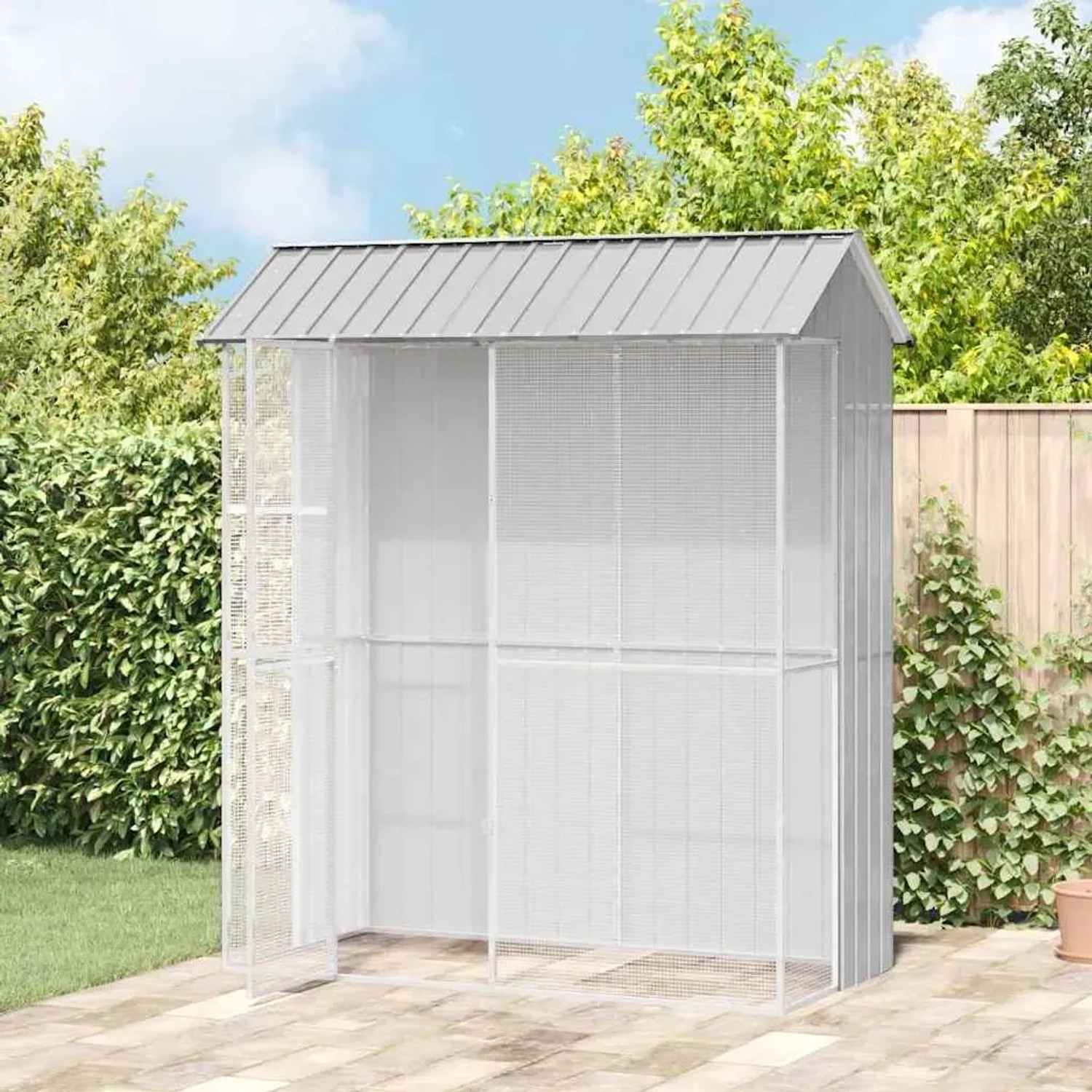 vidaXL Vogelkäfig Grau 215 x 110 x 247 cm Verzinkter Stahl 3325173_2