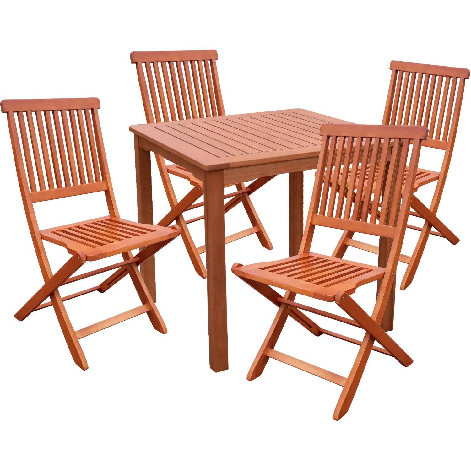 3-teiliges Gartenmöbel-Set Angwin-Pittsburgh aus Teak (FSC®): Tisch und Klappstühle für Terrasse & Garten.