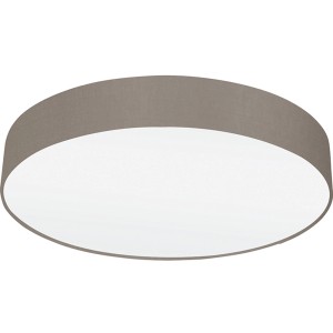 Runde, taupefarbene Eglo Deckenleuchte Pasteri mit Textilschirm.