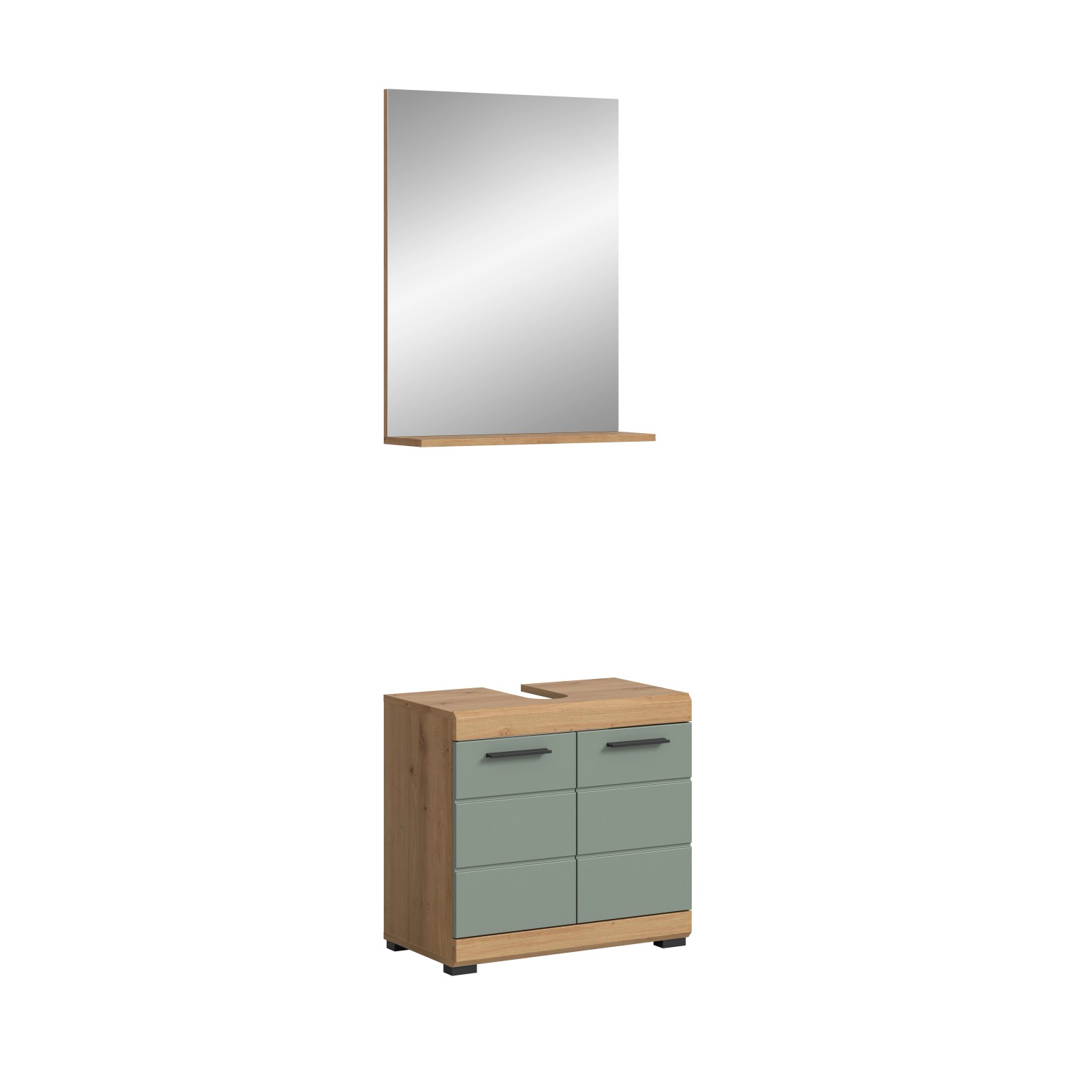 Badkombination mit Spiegel 60 cm x 191 cm x 34 cm Front Salbei FSC® günstig online kaufen