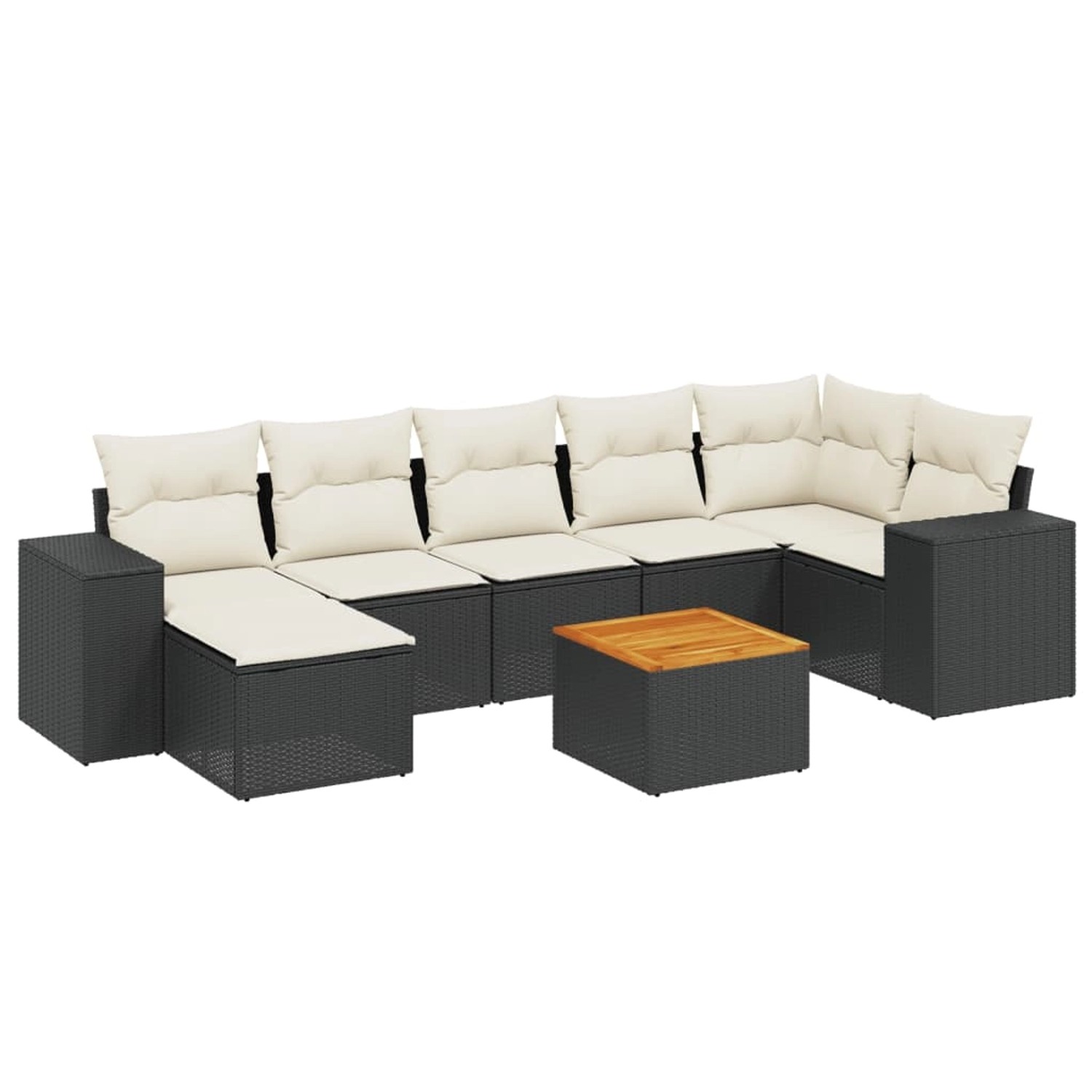 vidaXL 8-Tlg Garten-Sofagarnitur mit Kissen Schwarz Poly Rattan 3257883 günstig online kaufen
