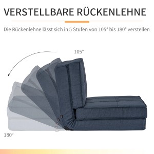Verstellbares Bodensofa von HOMCOM, Rückenlehne in 5 Stufen neigbar.
