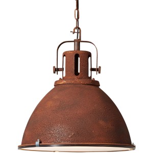 Rostfarbene Brilliant Pendelleuchte Jesper, Ø 47 cm, im Industrie-Stil für Wohnraumbeleuchtung.
