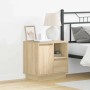 Moderner Nachttisch Sonoma Eiche aus Holzwerkstoff. Mit Tür, Schublade und offenem Fach für das Schlafzimmer.