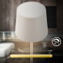 Brilo Akku-LED-Tischleuchte Bota, altweiße Lampe mit Touchdimmer und warmweißem Licht.