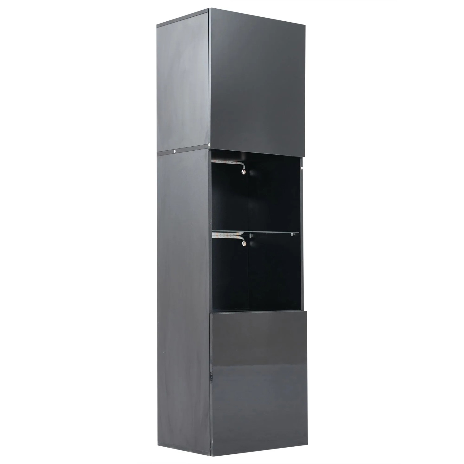 okwish Vitrine mit LED Beleuchtung Wohnzimmer 45x35x160cm Schwarz