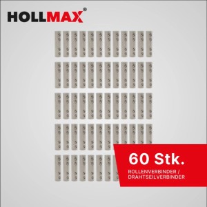 60 HOLLMAX Edelstahl Rollenverbinder für Staketenzaun, Seile & Drähte Ø 3-6 mm. Robust, silberfarben.