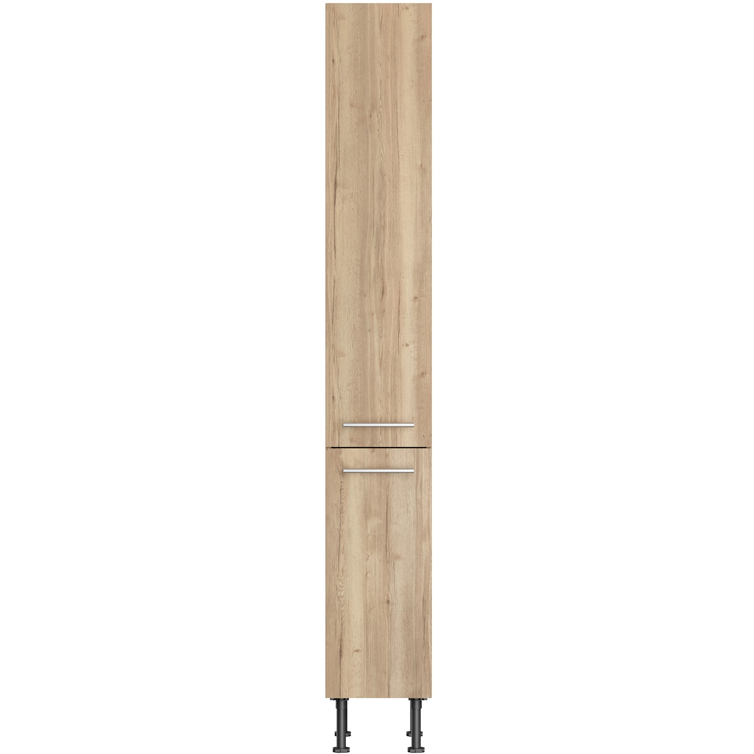 Optifit Apothekerschrank Erik290 in Wildeiche Optik, 30x212x58cm mit 2 Auszügen und Metallgriffen.