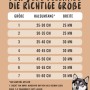 Größentabelle für Rudelkönig Hundehalsband Paola: Halsumfang und Breite für jede Größe.