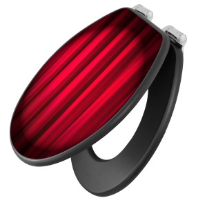 Banjado WC-Sitz Anthrazit mit rotem Vorhang Motiv, Absenkautomatik und Soft Close Funktion.