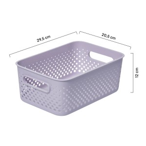 SmartStore Essence S Lavendel Aufbewahrungskorb aus Kunststoff mit Griffen und Lochmuster.