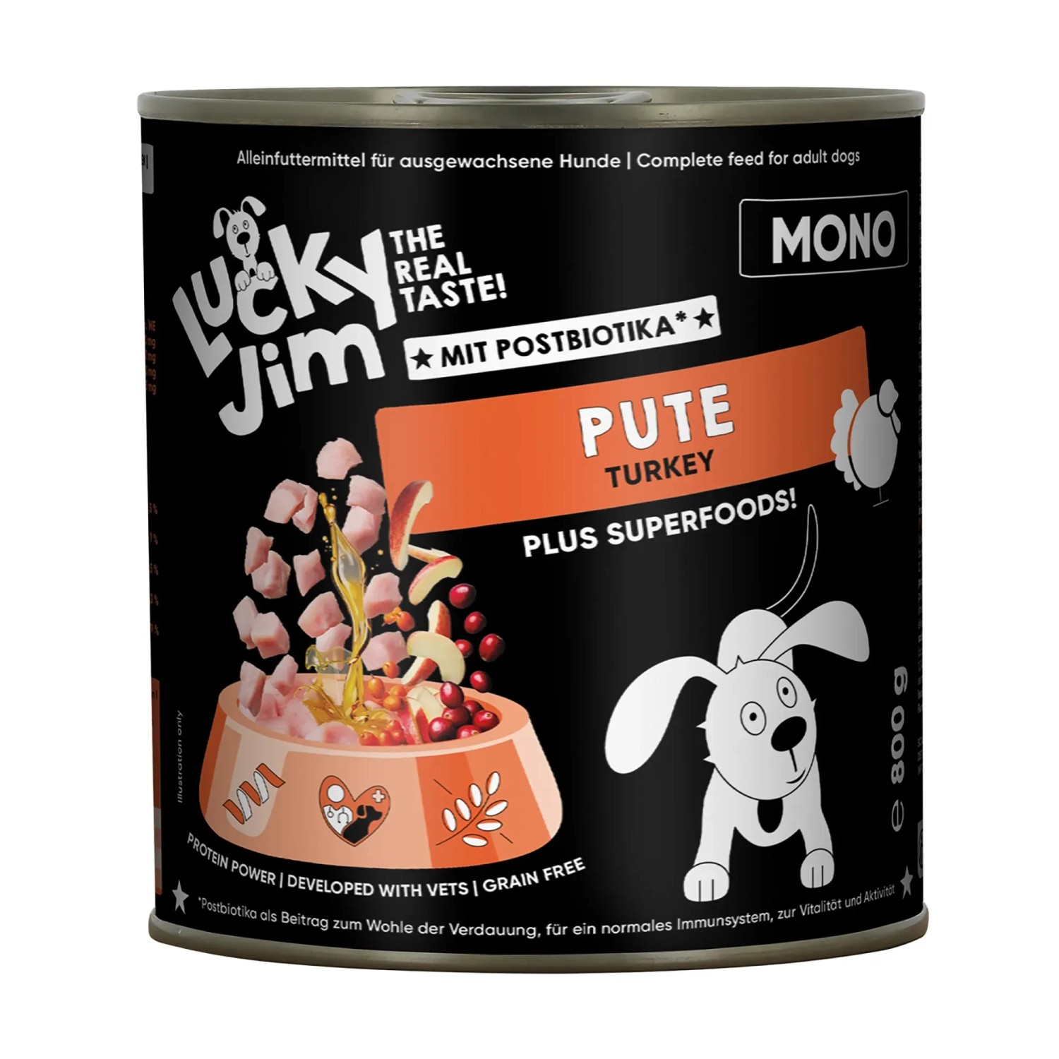 Lucky Jim Hunde-Nassfutter Mono Pute 800 g