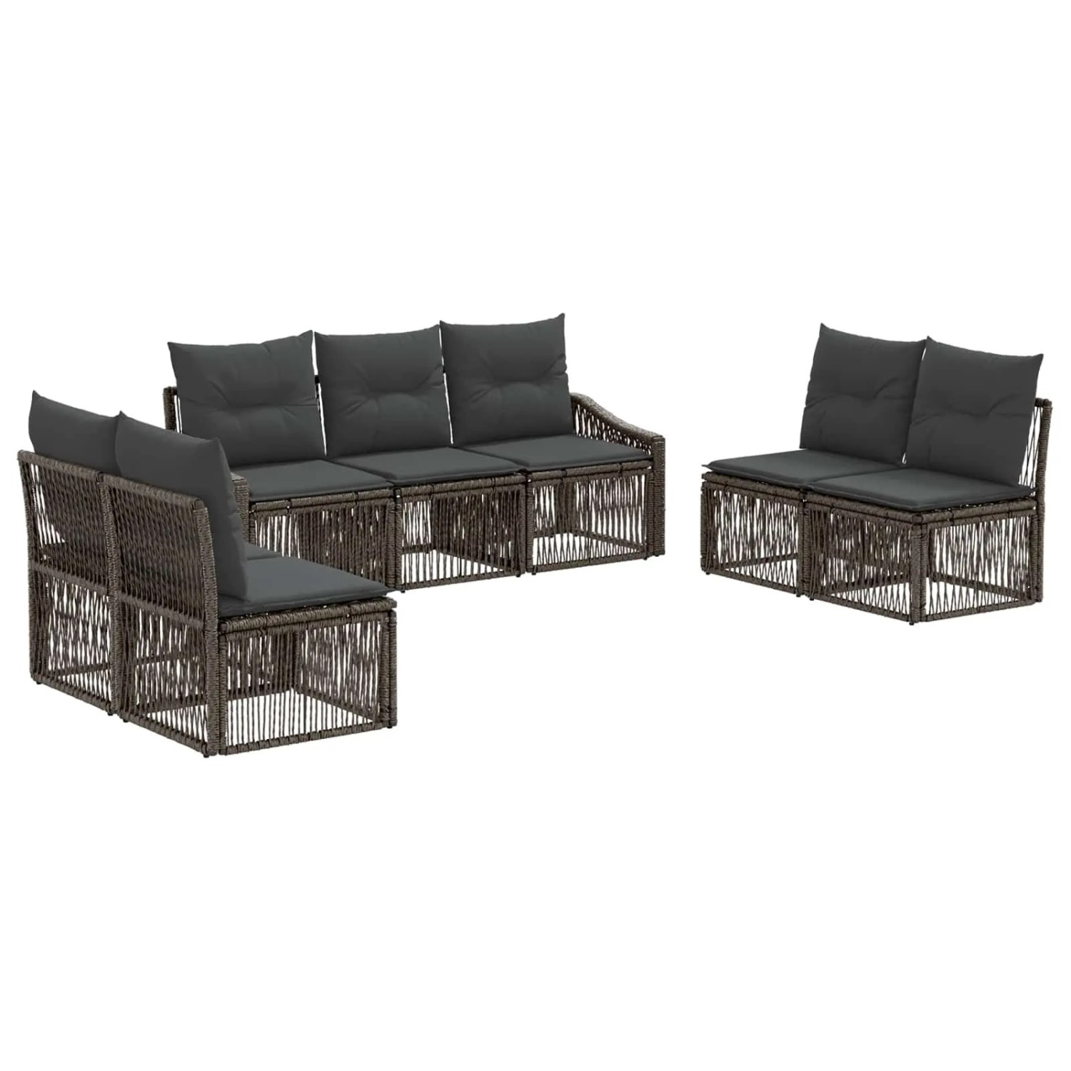 vidaXL Gartensofa-Set 7-Tlg Grau Poly-Rattan 3435974