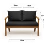 Setgarden Bankkissen-Set, anthrazit, 100x60 + 2x50x56 cm, für 2-Sitzer Gartenbank.