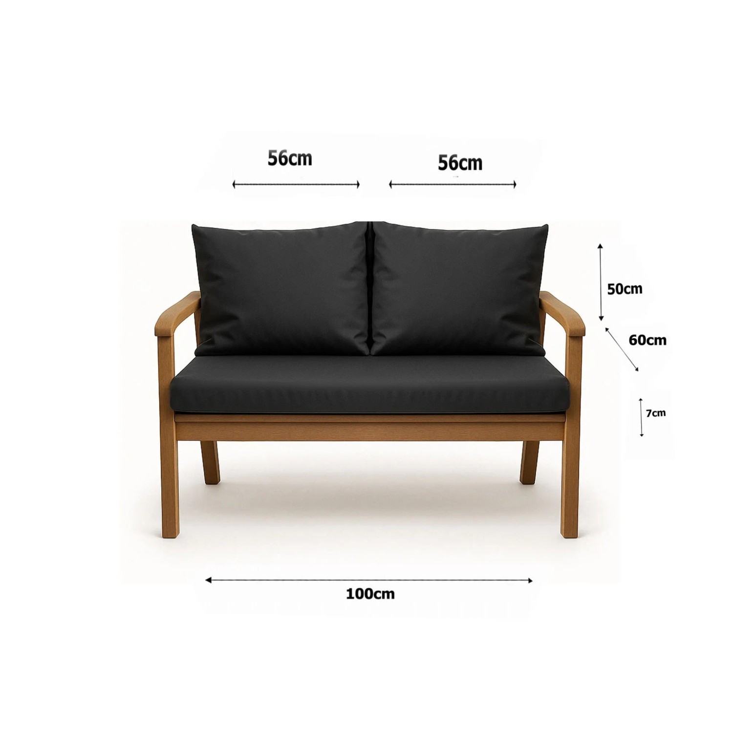 Setgarden Bankkissen-Set, anthrazit, 100x60 + 2x50x56 cm, für 2-Sitzer Gartenbank.