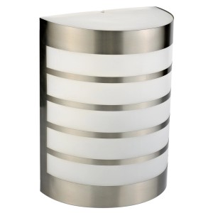 Moderne Aussenwandleuchte Guspini aus Edelstahl, 15 W, 18,5x24,5 cm, IP44 für Garten & Terrasse.