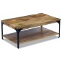 Rechteckiger vidaXL Couchtisch aus Mangoholz mit Ablage und schwarzem Stahlgestell.