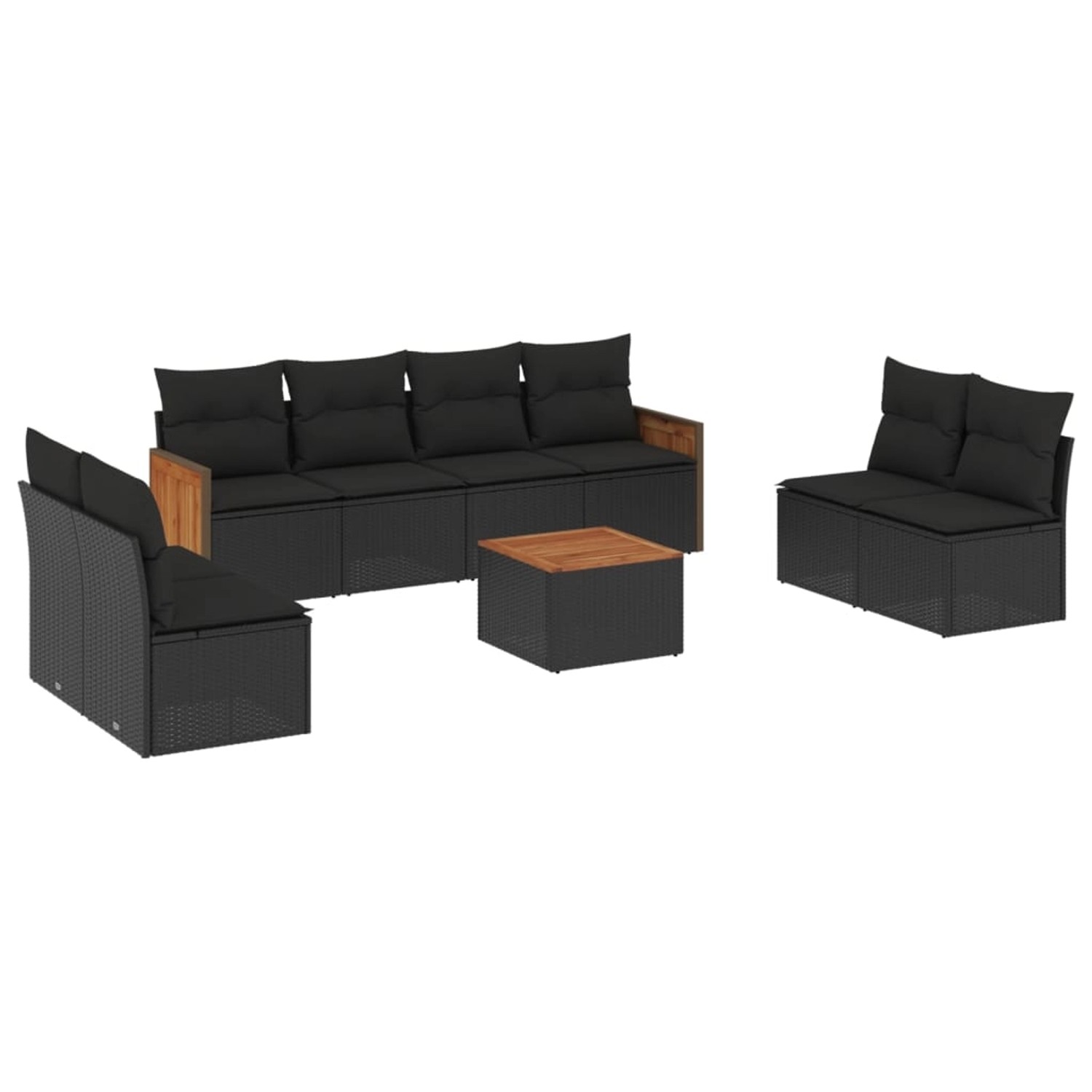 vidaXL 9-Tlg Garten-Sofagarnitur mit Kissen Schwarz Poly Rattan 3259976 günstig online kaufen