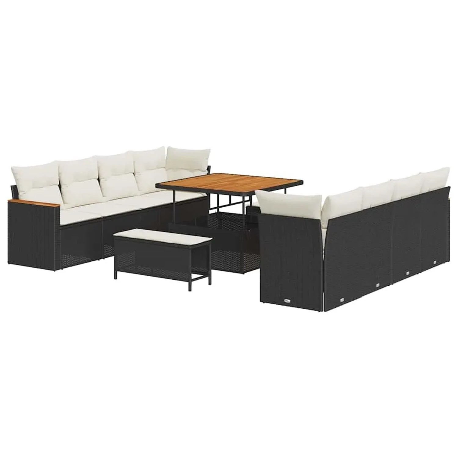 vidaXL Gartensofa-set mit Kissen 11-Tlg Schwarz Poly-Rattan 3364975 günstig online kaufen
