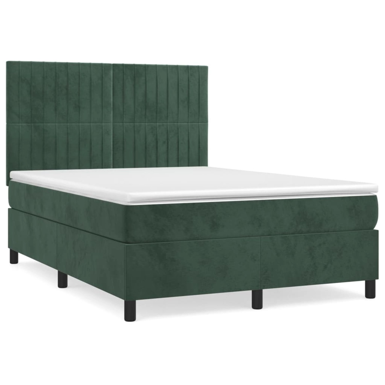 vidaXL Boxspringbett mit Matratze Dunkelgrün 140x200 cm Samt1466156 günstig online kaufen