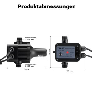 Wiltec Druckschalter SKD-1 mit Maßen für Pumpensteuerung und Hauswasserwerk.