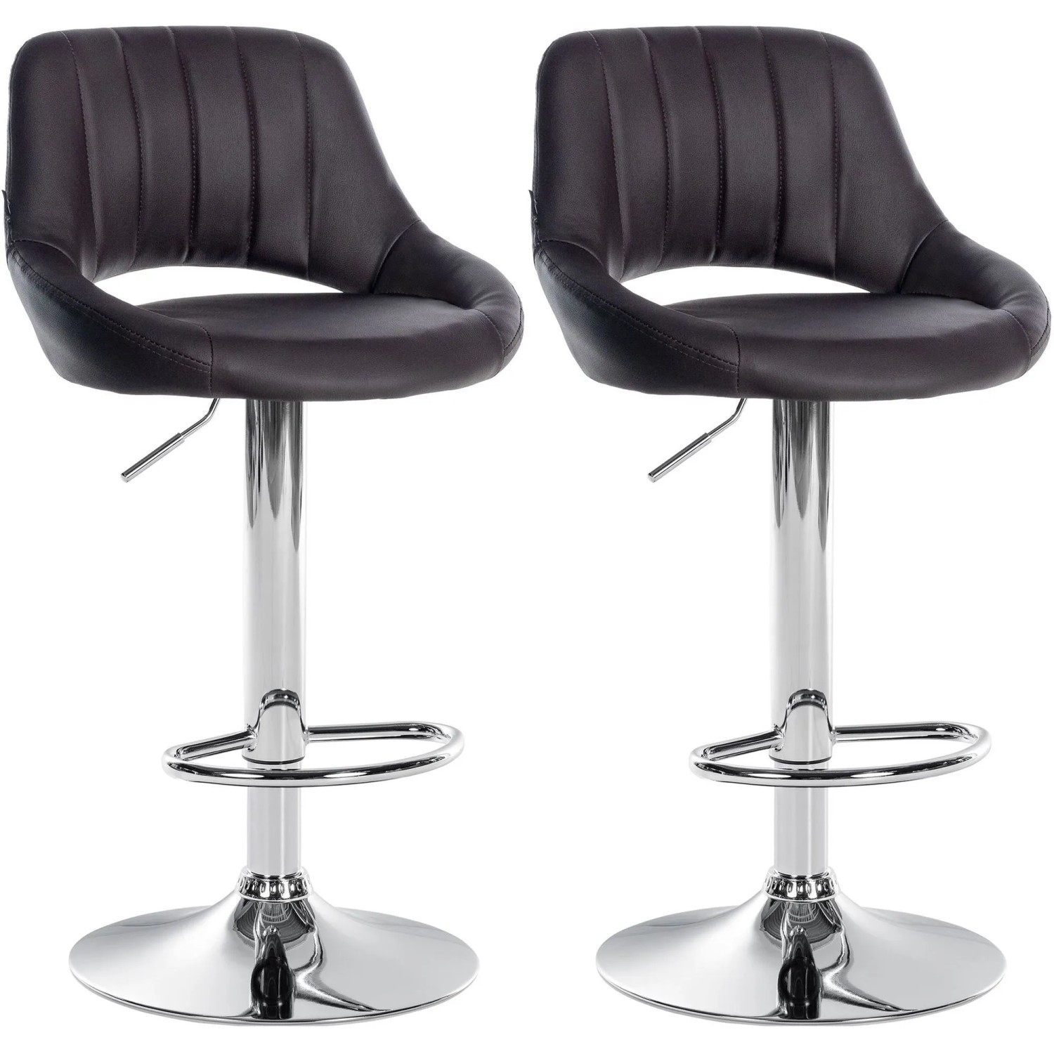 DELUKE 2er Set Barhocker SEGAD Kunstleder Braun 47x48x85cm Silber Barstuhl Höhenverstellbar Mit Lehne Drehbar Tresenhocker Tresenstuhl