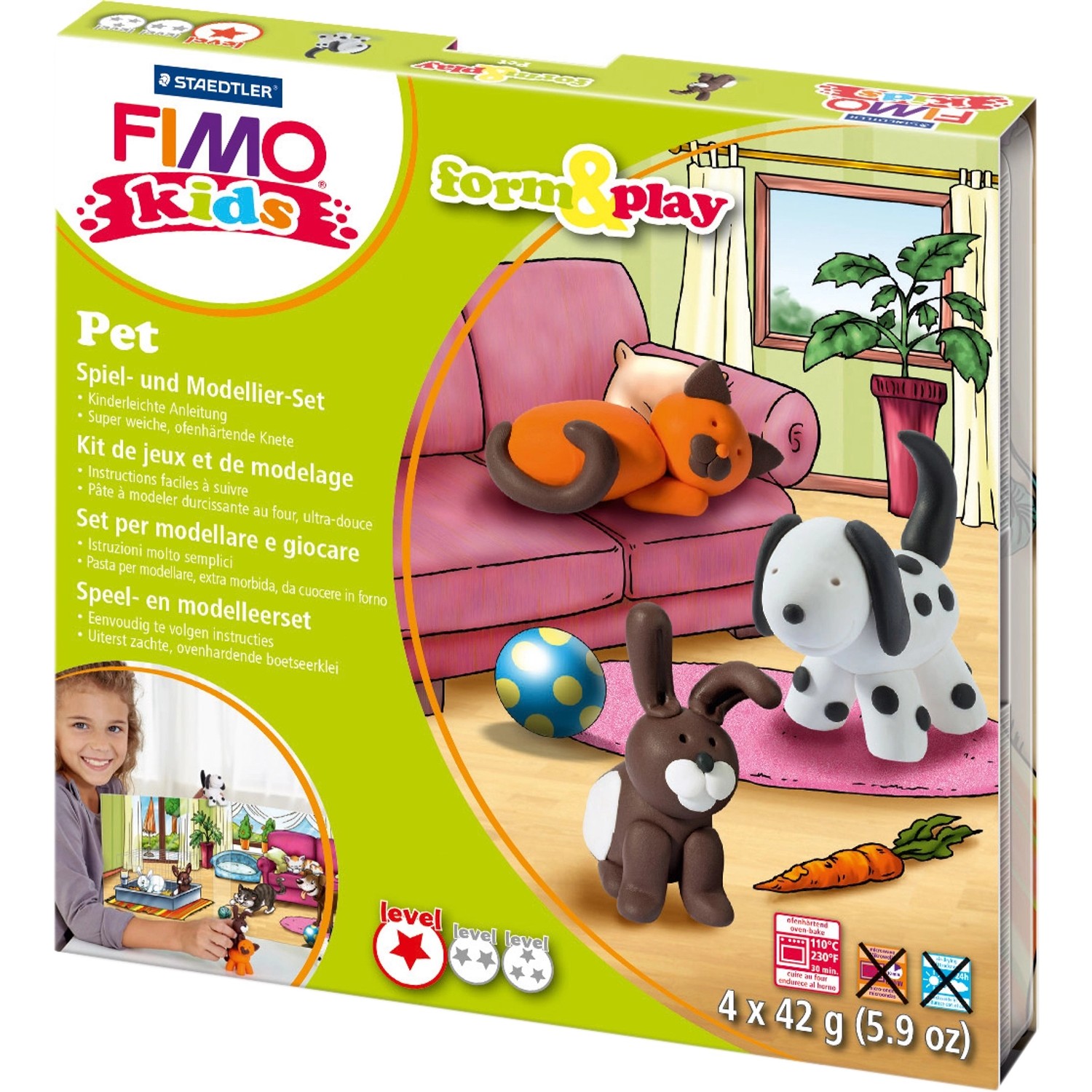 FIMO® kids 8034 ofenhärtende Modelliermaße Form & Play Set Pets