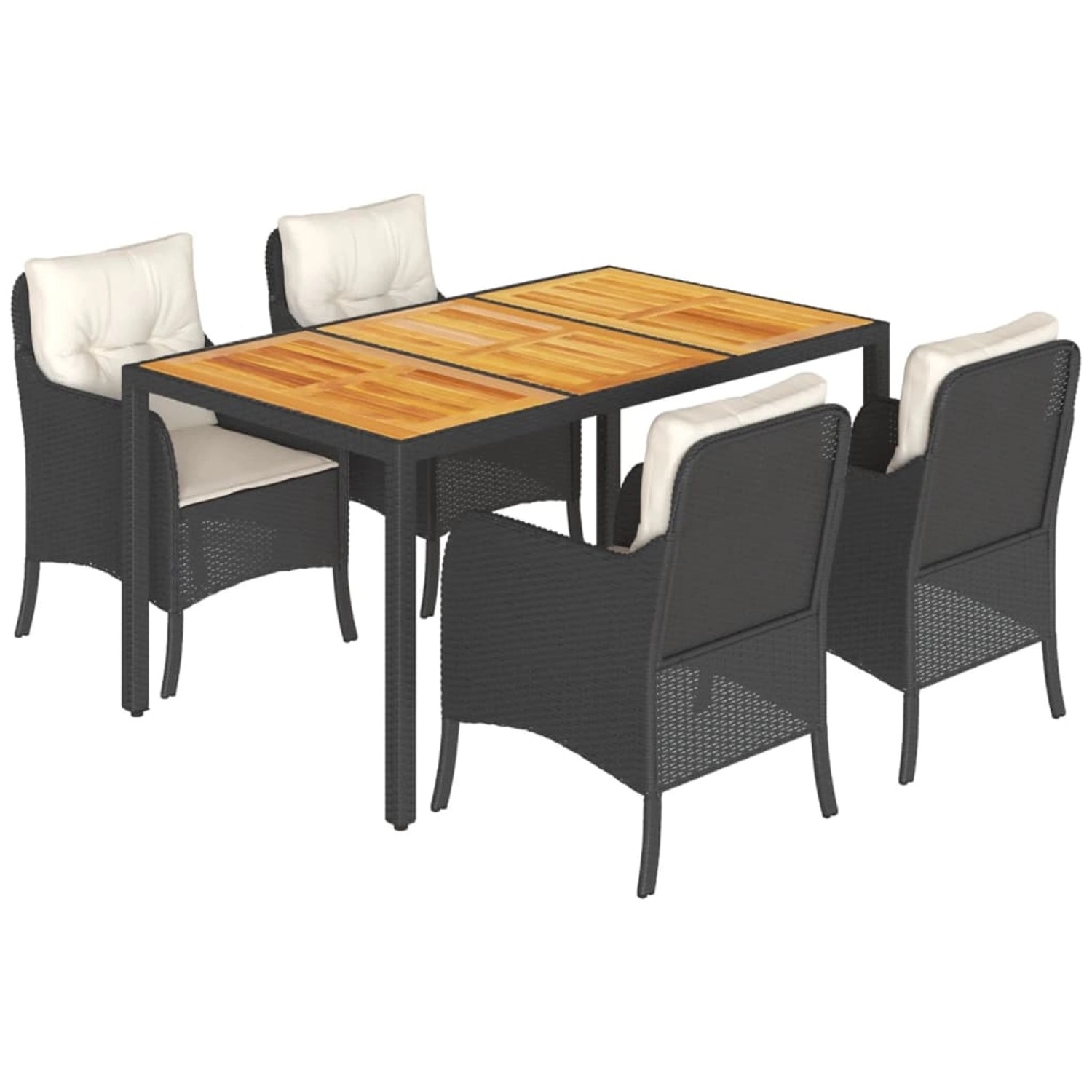 vidaXL 5-Tlg Garten-Essgruppe mit Kissen Schwarz Poly Rattan 3211862 günstig online kaufen