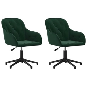 vidaXL Esszimmerstühle 2 Stk Drehbar Dunkelgrün Samt 3103379