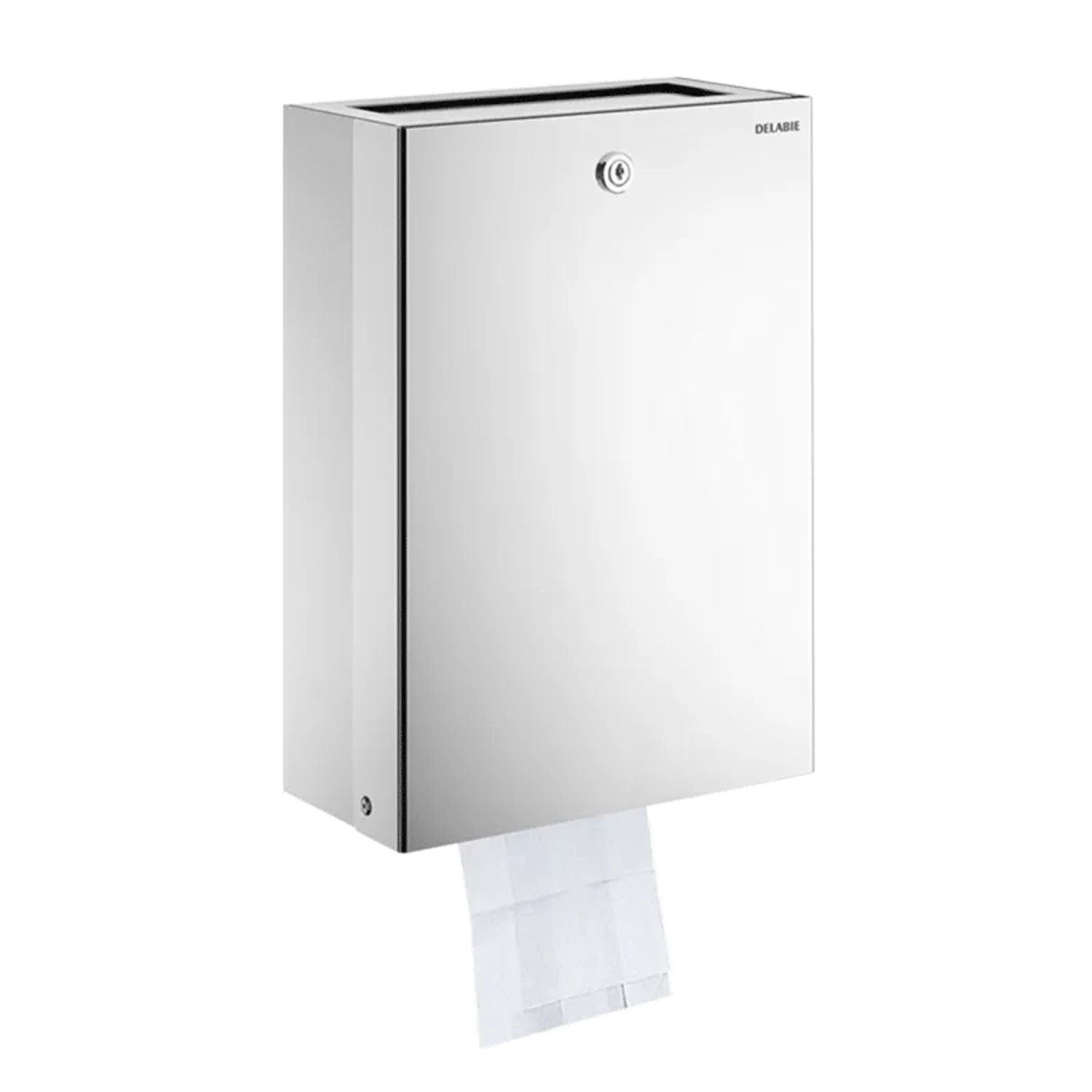 Delabie Hygienebeutelspender und Abfallbehälter Edelstahl hochglanzpoliert